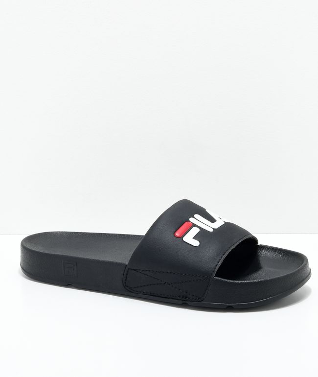 fila womens drifter rose embroidered white slide sandals